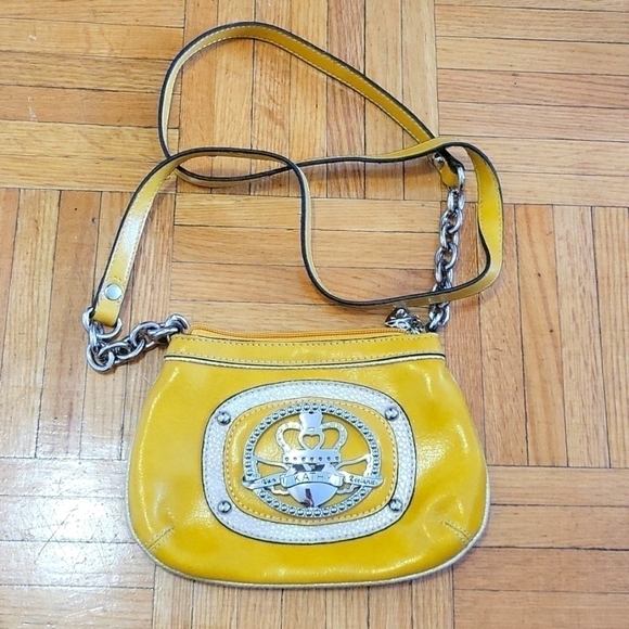 𝅺KATHY VAN ZEELAND Mahogany Vegan Leather Silver Logo Crown Small Crossbody Bag - Picture 1 of 4